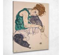 Donna seduta con un ginocchio piegato Adele Herms, Egon Schiele, quadro grande stampa su tela di alta qualità, fine art, intelaiato pronto da appendere bsa10-100x70 cm