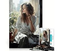 Donna seduta vicino alla finestra - Puzzle da 1000 pezzi - Gioco mentale divertente - Pezzi che si incastrano perfettamente - Attività di gruppo rilassante al chiuso (38x26cm)