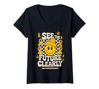 Donna See The Future Clearly AMD Low Vision Awareness Month Maglietta con Collo a V