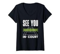 Donna See You in-Court Tennis Player Divertente Grafica Maglietta con Collo a V
