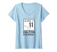 Donna Segnale stradale Dalton Highway Alaska Route 11 Maglietta con Collo a V