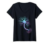 Donna Segnali variopinti di Scienza del Cervello delle Cellule neuronali di neurobiologia Maglietta con Collo a V