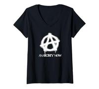 Donna Segni di Anarchia, Punk, Punk Rock, Anarchia Maglietta con Collo a V