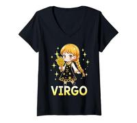 Donna Segno Zodiacale Anime Vergine Maglietta con Collo a V