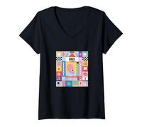 Donna Segno Zodiacale Aries Stile Bauhaus - Arte astrologia Moderna Maglietta con Collo a V