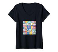Donna Segno Zodiacale Pisces Stile Bauhaus - Arte astrologia Moderna Maglietta con Collo a V