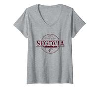 Donna Segovia Spagna - Segovia Castilla e León España Label Maglietta con Collo a V