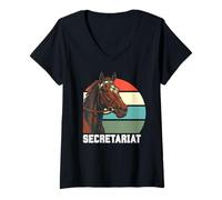 Donna Segretariat Horse, Maglia da Corsa di Cavalli, del Mar, Santa Anita Maglietta con Collo a V