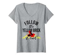 Donna Segui la Yellow Brick Road Maglietta con Collo a V