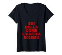 Donna Sei Bella Come L'ANTIFASCISMO Maglietta con Collo a V