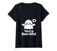 Donna Sei Boo-Tiful Cute Ghost Maglietta con Collo a V