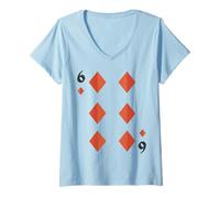 Donna Sei di Diamanti Mazzo di Carte Costume di Halloween Gruppo Maglietta con Collo a V