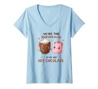 Donna Sei Il Mio Tesoro di Cioccolata Calda Marshmallow Maglietta con Collo a V