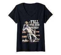 Donna Sei mai stato sondato divertente cowboy alieno vintage Maglietta con Collo a V