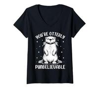 Donna Sei Otterly Punbelievable Maglietta con Collo a V