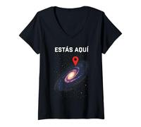 Donna Sei Qui Via Lattea Spazio Universo Astronomia Regalo Maglietta con Collo a V