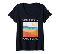 Donna Sei sui Diritti indigeni della Terra Nativa Maglietta con Collo a V