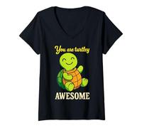 Donna Sei Turtley Awesome Cute Turtle Maglietta con Collo a V