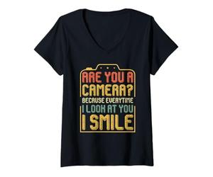 Donna Sei Una Macchina Fotografica? Ogni Volta Che Ti guardo sorrido Maglietta con Collo a V