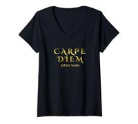Donna Seize Day Carpe Latin Diem Citazioni ispiratrici Maglietta con Collo a V