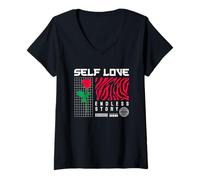 Donna Self Love - Aesthetic Edgy Streetwear Maglietta con Collo a V