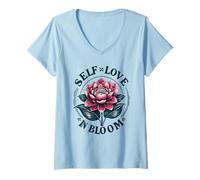 Donna Self-Love Blossoming Women's Empowerment Maglietta con Collo a V