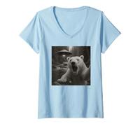 Donna Selfie dell'orso UFO con Divertente Umorismo Sarcastico Maglietta con Collo a V