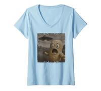 Donna Selfie di crocchette di Pollo in difficoltà UFO con Maglietta con Collo a V