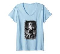 Donna Selfie di Mucca in difficoltà UFO con Divertente Detto di Maglietta con Collo a V