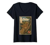 Donna Selfie di tarsio alle Colline di Cioccolato Ukiyo-e Maglietta con Collo a V