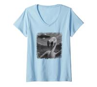 Donna Selfie Fenicottero in difficoltà UFO con Umorismo Alieno Maglietta con Collo a V