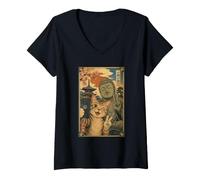 Donna Selfie Gatto con Buddha Ichi-Go Ichi-E Momento Zen Maglietta con Collo a V