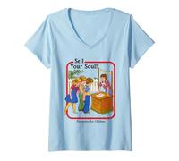 Donna Sell Your Soul Sarcastic Retro Vintage Funny Adult Humor Maglietta con Collo a V