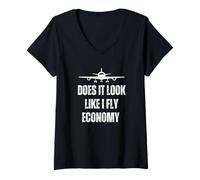 Donna Sembra che io voli Economia Divertente Viaggio Frequent Flyer Maglietta con Collo a V