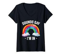 Donna Sembra gay Sono In Rainbow LGBT Pride Gay Maglietta con Collo a V