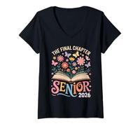 Donna Senior 2026 Il Capitolo Finale Laurea Fiori Donne Uomini Maglietta con Collo a V