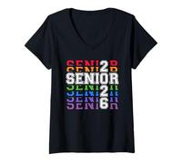 Donna Senior Senior 2026 Stile Collegiale Orgoglio Classe 2026 Maglietta con Collo a V