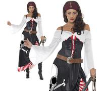Donna Sensuale Piratessa Costume Cappa e Spada Caraibi UK 8-18