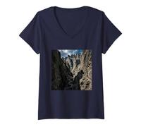 Donna Sentiero dei burroni montani del Rock Canyon Cliff Pass Maglietta con Collo a V