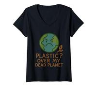 Donna Senza plastica, ecologico, zero rifiuti, verde sostenibile Maglietta con Collo a V