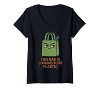 Donna Senza plastica, ecologico, zero rifiuti, verde sostenibile Maglietta con Collo a V