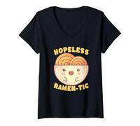 Donna Senza Speranza Ramen-Tic Carino Kawaii Noodle Amante Pun Maglietta con Collo a V