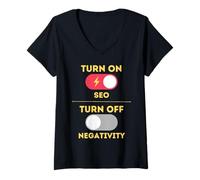 Donna SEO Design, Attiva SEO Disattiva negatività Maglietta con Collo a V