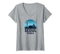 Donna Seoul, Corea del Sud, Viaggi e Backpacking Maglietta con Collo a V
