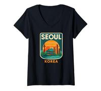 Donna Seoul, Corea del Sud, Viaggi e Backpacking Maglietta con Collo a V