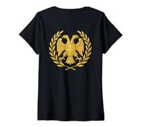 Donna Serbian Eagle: Serbia Flag - Srpska Maglietta con Collo a V