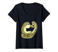 Donna Serpente Musicista Triangolo Musica Maglietta con Collo a V
