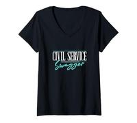 Donna Servizio Civile Swagger Divertente Servizio pubblico Un funzionario pubblico Maglietta con Collo a V