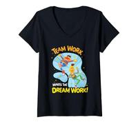 Donna Sesame Street Bert And Ernie Team Work, Dream Work Maglietta con Collo a V