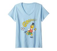 Donna Sesame Street Bert Soccer Goal Maglietta con Collo a V